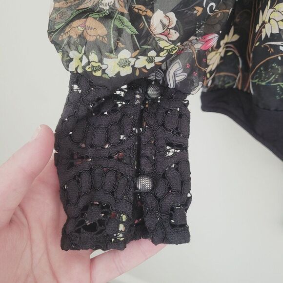 Free People Intimately Must Have Been Love Sheer Floral Long Sleeve Bodysuit L - Picture 7 of 11